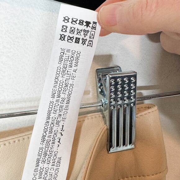 ZARA blogger fave faux leather pants high rise flared leg cream tan - Picture 8 of 11